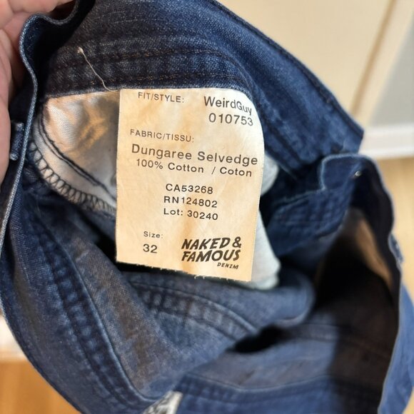 Naked & Famous Dungaree Selvedge (Weird Guy) – Size 32 - Picture 2 of 5